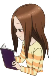 😏 Anime, Leitura, Livro, Desenho animado, Menina telegram sticker