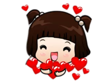 ❣ Cartoon, Mädchen, Herzen, Süß, Liebe, Kawaii telegram sticker