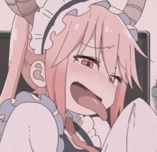 🐉 Tohru Miss Kobayashi's Dragon Maid anime, dragon, maid, tohru, pink hair, cartoon, cute, funny telegram sticker