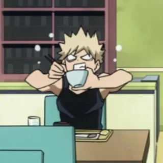 🍜 Katsuki Bakugo My Hero Academia Anime, Manger, Dîner, Repas, Katsuki Bakugo, My Hero Academia whatsapp sticker