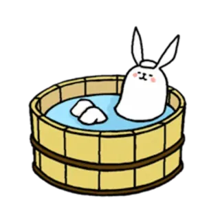 ☀ lapin, bain, baignoire, mignon, relaxant whatsapp sticker