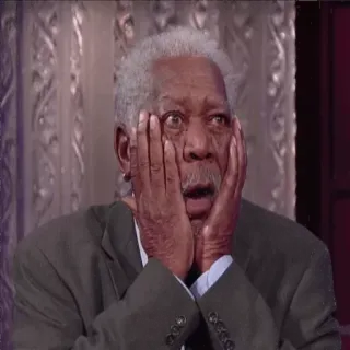 🙀 Morgan Freeman 모건 프리먼, 얼굴, 놀란, 감정, 배우, 유명인 telegram sticker