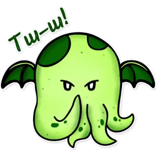 😐 Tw-u! monstro, fofo, verde, criatura, polvo, desenho animado telegram sticker