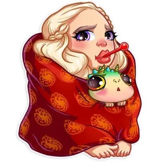 🤒 Daenerys Targaryen Game of Thrones malade, grippe, game of thrones, daenerys targaryen, dragon, rhume, sticker telegram sticker