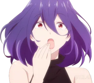 🤭 Anime, geschockt, lila Haare, Anime-Mädchen, überrascht whatsapp sticker