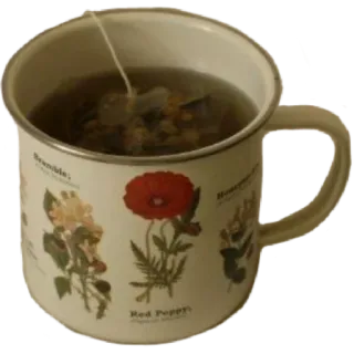 🌟 Bramble;Red Poppy;Honeysuckle thee, kruidenthee, bloemen, mok, botanisch, drank telegram sticker