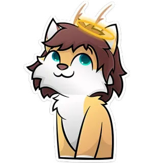 😇 schattig, dier, kat, cartoon, halo telegram sticker