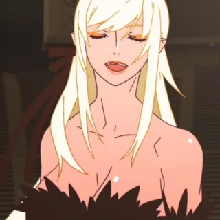 🤍 Kiss-shot Acerola-orion Heart-under-blade Monogatari Аниме, Вампир, Кисс-шот Ацерола-орион Харт-андер-блейд, Monogatari, Светлые волосы, Клык whatsapp sticker