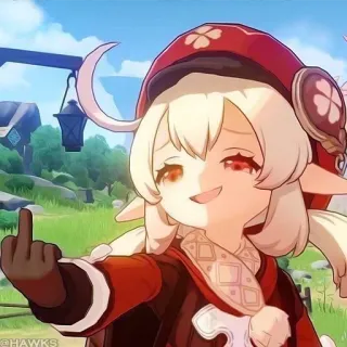 💠 Klee Genshin Impact Klee, Genshin Impact, anime, middle finger, offensive telegram sticker