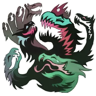 😄 monstruo, criatura, fantasía, dragón, mítico, de tres cabezas, colorido whatsapp sticker