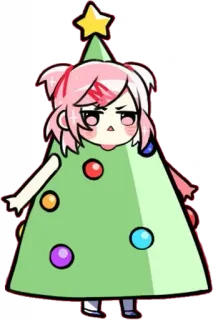 💕 choinka, święta bożego narodzenia, święto, kreskówka, dziewczyna, świąteczny telegram sticker