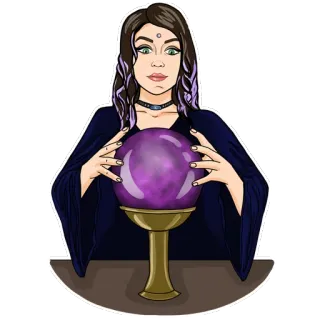 🔮 fortune teller, crystal ball, witch, magic, occult, seer telegram sticker