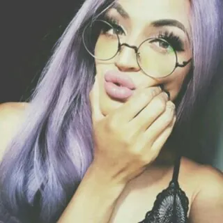 🤔 mulher, óculos, cabelo, beleza, selfie whatsapp sticker