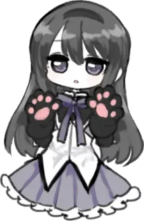 🐈 garota anime, fofo, chibi, kawaii, patas de gato telegram sticker