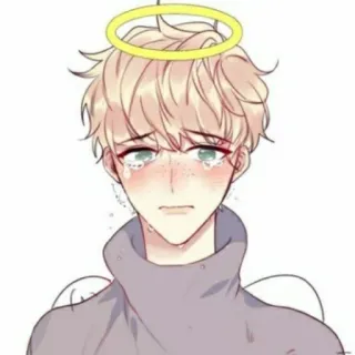 🍭 ángel, llorando, halo, triste, anime, hombre, lágrimas whatsapp sticker