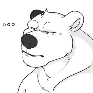 😠 ... ours polaire, animal, pensif, expression, dessin animé, autocollant telegram sticker