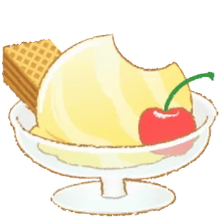 😊 helado, postre, cereza, gofre, dulce, comida whatsapp sticker