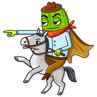 👈 cactus, horse, cowboy, cartoon, western telegram sticker