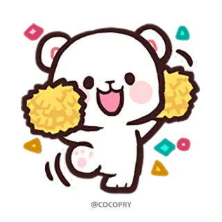 🥳 ours, mignon, kawaii, cheerleader, pompons whatsapp sticker