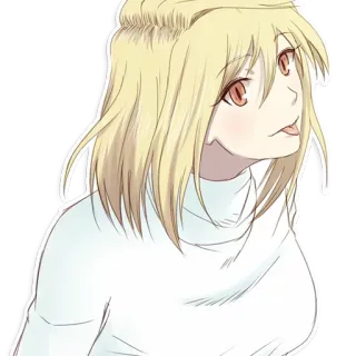 😛 Anime, Pelo Rubio, Mujer, Ojos Rojos telegram sticker