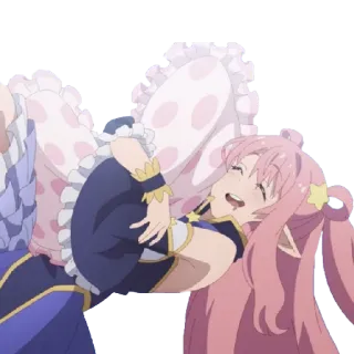 😴 anime, garota, cabelo rosa, desenho animado, personagem, fofa, elfo telegram sticker