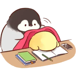 🤩 pingüino, mono, estudiando, escritorio, leyendo, estudiante whatsapp sticker