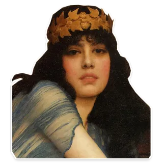 💋 woman, portrait, art, crown, beauty, painting telegram sticker