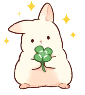 🍀 rabbit, bunny, clover, four leaf clover, luck, cute, animal telegram sticker