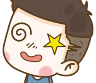 🤣 Dessin animé, Étourdi, Étoile, Émotion, Garçon telegram sticker