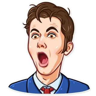 😨 David Tennant shocked, cartoon, excited, surprised, open mouth telegram sticker