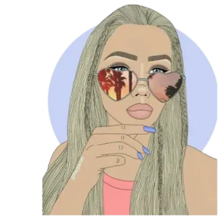 💋 wanita, kacamata hitam, hati, ilustrasi, pirang, seni whatsapp sticker