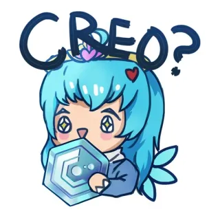 🥺 CREO? desenho animado, anime, personagem, cabelo azul, pergunta, fofo, kawaii telegram sticker