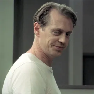 😏 Steve Buscemi นักแสดง, ภาพเหมือน, รอยยิ้ม, ผู้ชาย, เสื้อเชิ้ตสีขาว telegram sticker
