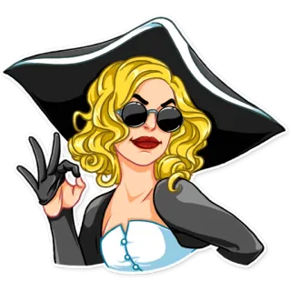 👌 phụ nữ, mũ, kính râm, tóc vàng, găng tay, nhãn dán telegram sticker