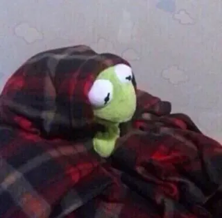 😖 Kermit Kermit la Rana, peluche, manta, meme telegram sticker