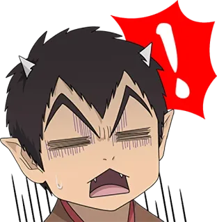 😰 アニメ, 感嘆符, キャラクター, 衝撃, びっくり, 角, 心配 telegram sticker