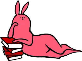😀 Hase, Kaninchen, Bücher, Lesen, Cartoon, Tier, Faul whatsapp sticker