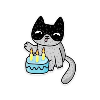🎂 고양이, 만화, 케이크, 생일, 동물, 축하 telegram sticker