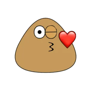 😘 Pou, ハート, キス, 漫画, 愛, デジタルアート telegram sticker