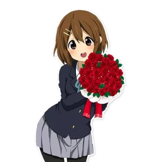 😊 Anime, Mädchen, Rosen, Blumen, Süß, Blumenstrauß, Schuluniform telegram sticker