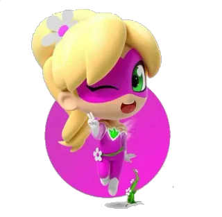 😉 dessin animé, personnage, mascotte, illustration, fille, rose, fleur telegram sticker
