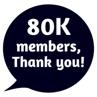 😵 80K members, Thank you! 80K membros, Obrigado, Comunidade, Celebração telegram sticker