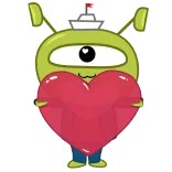 ❤️ 외계인, 하트, 만화, 사랑, 귀여운, 캐릭터 telegram sticker