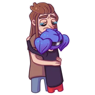 😭 câlin, affection, dessin animé, émotions telegram sticker