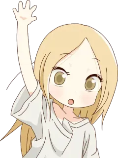 🖐 anime, manga, cartoon, illustration, girl, raising hand telegram sticker