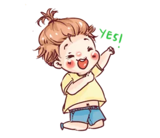 ⭕ Yep cartoon, child, cute, happy, cheerful, positive telegram sticker