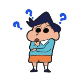 🤔 Shin-chan Crayon Shin-chan Shin-chan, Crayon Shin-chan, Anime, Pregunta, Pensando, Confundido telegram sticker