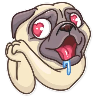 😍 pug, cachorro, animal, fofo, amor, olhos, desenho, adesivo telegram sticker