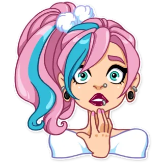 😨 Anime, Mädchen, Sticker, Cartoon, Pinke Haare, Porträt, Frau telegram sticker