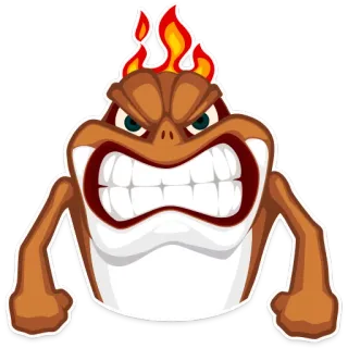 😡 만화, 화난, 괴물, 분노, 캐릭터, 불꽃, 갈색, 일러스트 telegram sticker